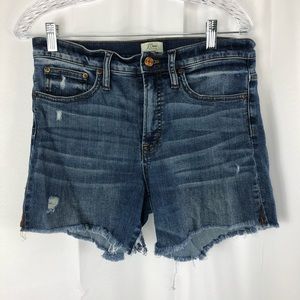 J Crew Women’s 29 Dark Wash Denim Shorts Frayed Hem Light Distress